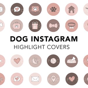 Copertine di evidenziazione di Instagram per cani neutri, icone di evidenziazione della storia per Instagram, copertine di storie di Instagram per cani, icone di cani disegnati a mano