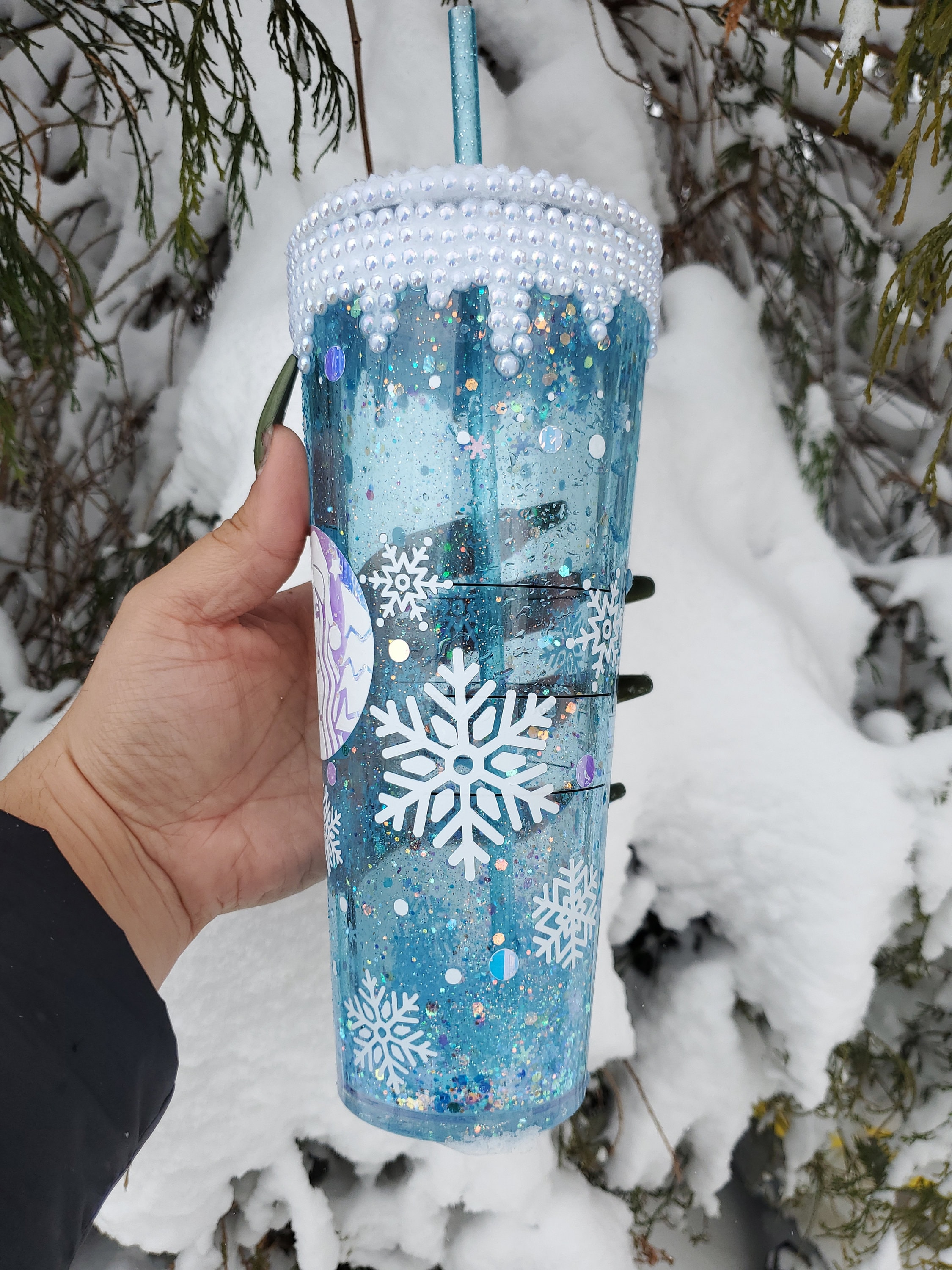 DIY Schneekugel Becher Set - 4 Acryl Tumbler Mit 473 Ml Fassungsvermögen Inklusive Glitzer Und Zubehör