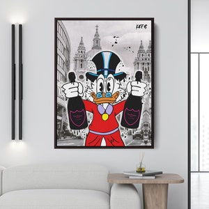 Scrooge Mcduck x London x Champagne (Alec monopoly) street art canvas banksy luxury