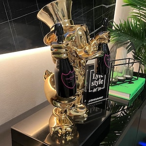 Sculpture Duck gold -pop art gold statue alec monopoly inspired pop art bear home champagne decor