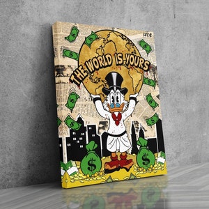 Scrooge Montana &#39;El mundo es tuyo&#39; (WALL CANVAS) scrooge mcduck - alec monoply style - arte pop