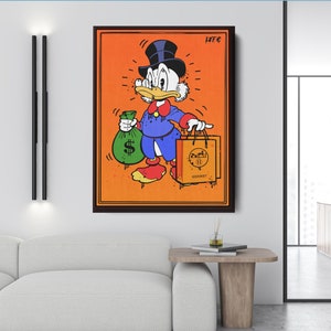 Borse Money Duck x Orange (tela di altissima qualità) Street art - motivazionale - arte d'interni - arte della parete - arte dell'ufficio-