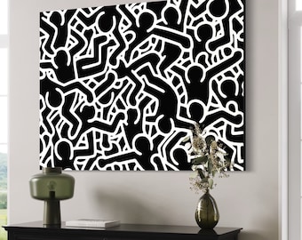 Keith Haring Love (canvas) pop art  canvas - wall decor - black and white art - banksy - alec monopoly