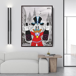 Scrooge Mcduck x London x Champagne (Alec monopoly) street art canvas banksy luxury