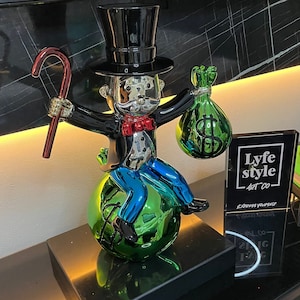Pop art sculpture Mr Monops (Sculpture) pop art statue alec monopoly inspired chrome money bags richie rich scrooge mcduck bear