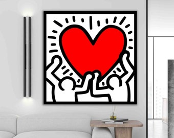 Keith Haring Love Canvas Print – Colorful Pop Art Wall Decor