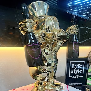 Champagne McDuck (Sculpture) pop art gold statue alec monopoly inspired champagne art luxury