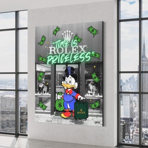 Money Duck x  watch art (CANVAS) - gifts for him - alec monopoly - luxury art - watch - success art