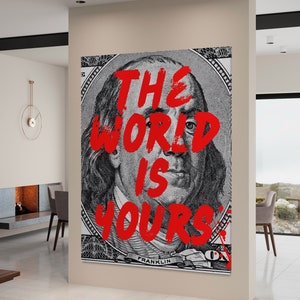 Money x Scarface (CANVAS) Montana - pop art - alec monopoly inspired - street motivation - al pacino - the world is yours - pop art