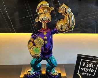 Chrome Popeye (SCULPTURE) The Sailor Man Wynn Statue Skulptur Pop Art Luxus Kunst Alec Monopoly Bear