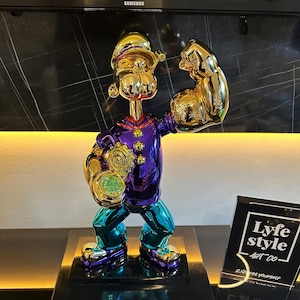 Chrome Popeye ESCULTURA El marinero Wynn Estatua Escultura Pop Art arte de lujo alec monopoly oso imagen 1