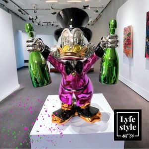 Custom Pink Money Duck (Sculpture) pop art gold statue alec monopoly inspired luxury decor cool home item