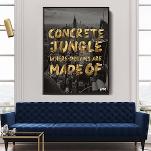 New York City x Concrete Jungle  (Super high quality canvas ) raining money- interior art - wall art - alec monopoly inspired