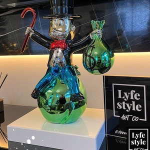 Mr Monops (Sculpture) pop art statue alec monopoly inspired chrome money bags richie rich scrooge mcduck