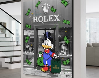 Money Duck x watch art  (CANVAS) - gifts for him - alec monopoly - luxury art