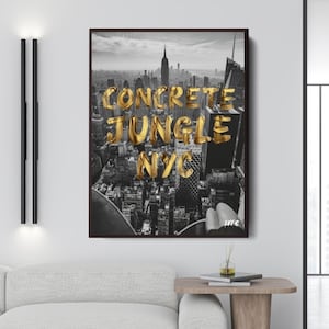The Concrete Jungle NYC  (Super high quality canvas ) raining money- interior art - wall art - alec monopoly inspired