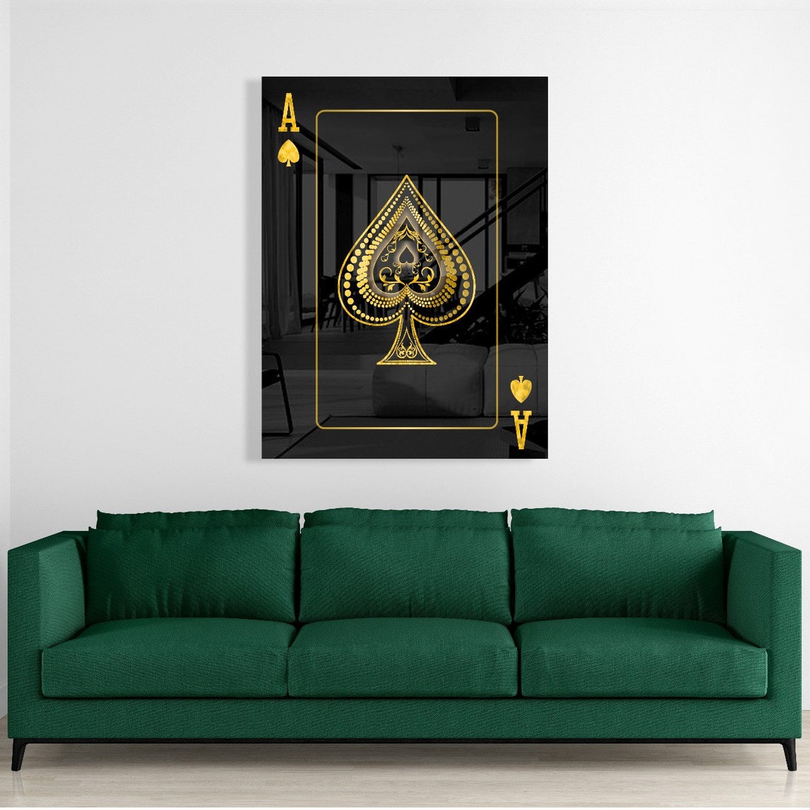 Ace of Spades GLASS EFFECT Playing Card Art Black and Etsy UK