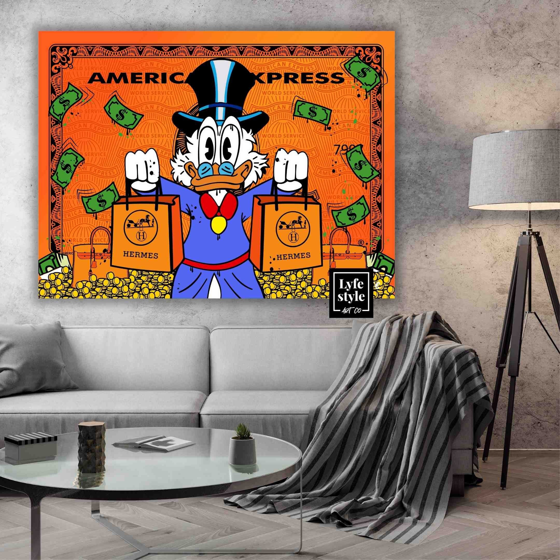Alec Monopoly Canvas Mr Monopoly $ Bag + Cane Title Deed Framed Wall Picture