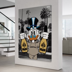 Scrooge Mcduck (CANVAS) Essentials - Alec Monopoly inspiriert - Motivation - Geschenke für ihn - Street Art - Champagner