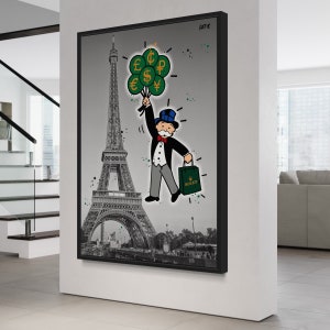 Alec monopoly (CANVAS) gifts for him - luxury art - house warming gifts - banksy art - success art - richie rich - scrooge mcduck