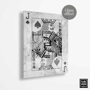 JACK of Spades ( GLAS EFFEKT ) Spielkarte Kunst - Gold Kunst - Geschenke für Ihn - Luxus Kunst Leinwand - Leinwand - König und Königin - Marmor