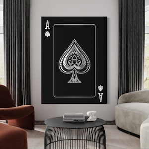 ACE carta da gioco (CANVAS) motivazione di successo - decorazione murale - arte d'argento - arte motivazione - arredamento per la casa - re e regina