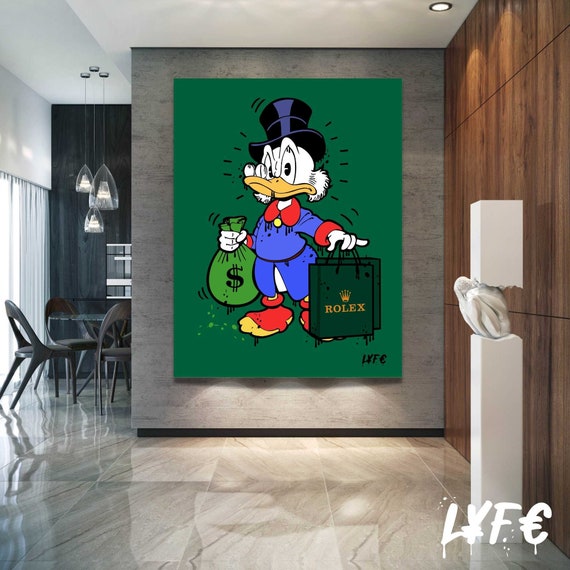 Rolex X Scrooge Mcduck (CANVAS) Alec Monopoly Inspired - Wall