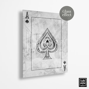 Asso di picche (EFFETTO VETRO) arte delle carte da gioco - arte in oro - regali per lui - arte di lusso - pop art - caverna dell'uomo - arte di lusso in oro - marmo