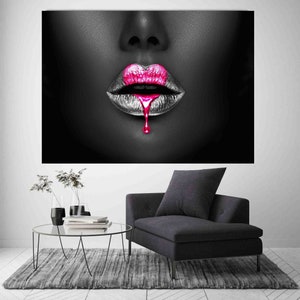 Women Lips Gold Drip ready to Hang Motivational Canvas Art Canvas Print ...