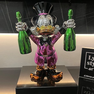 Chrome Pink Pop Art (Black Base) pop art gold statue alec monopoly inspired luxury decor cool home item bear brick luxury home