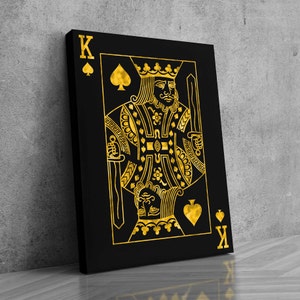 King Gold Spielkarte (CANVAS) LuxusKunst - Wanddekoration - Goldkunst - Motivationskunst - Wohnkultur