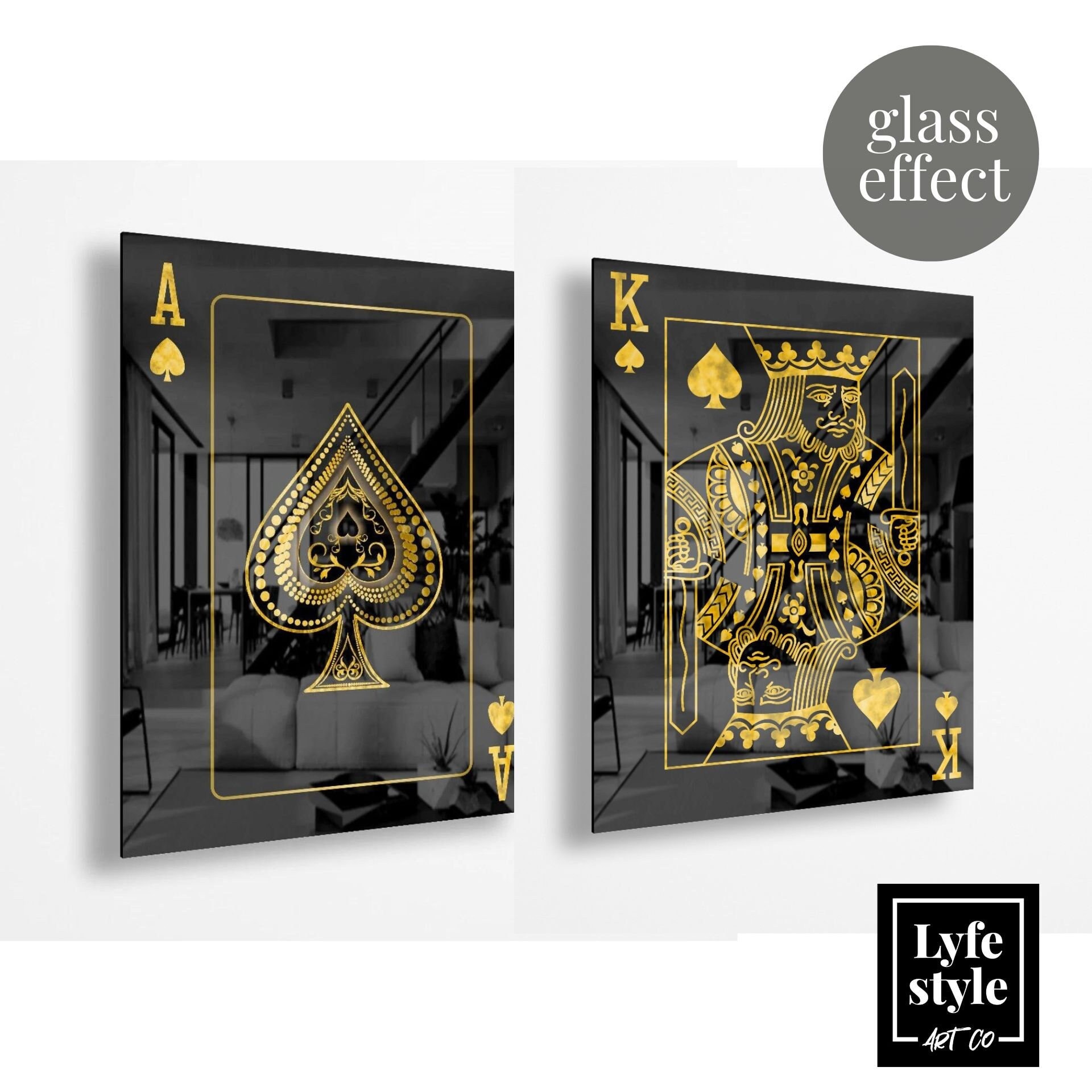 Ace X King TWIN GLASS PACK Playing Card Art Black and -  Israel