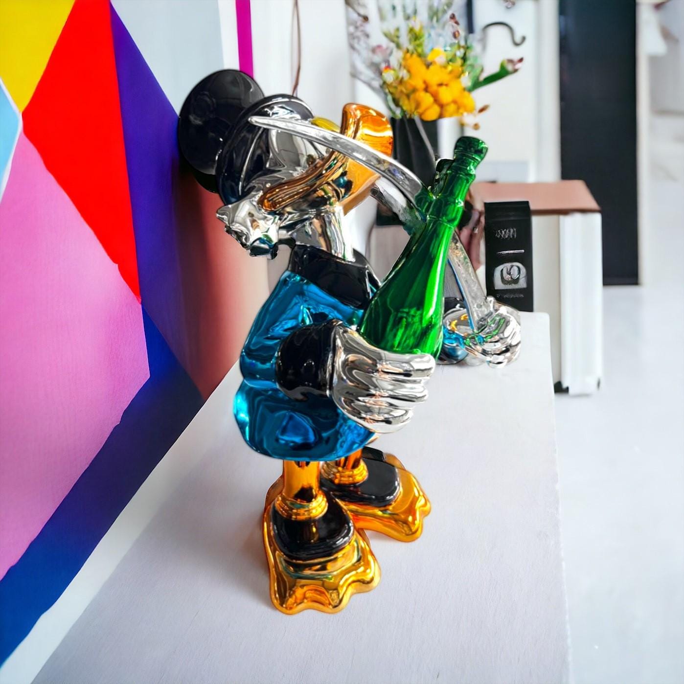 Pop Art Sculpture (chrome) money art alec monopoly - luxury home decor - bear sculpture - cool banksy art