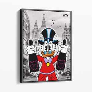 Scrooge Mcduck (Super quality canvas) Champagne art  London City alec monopoly