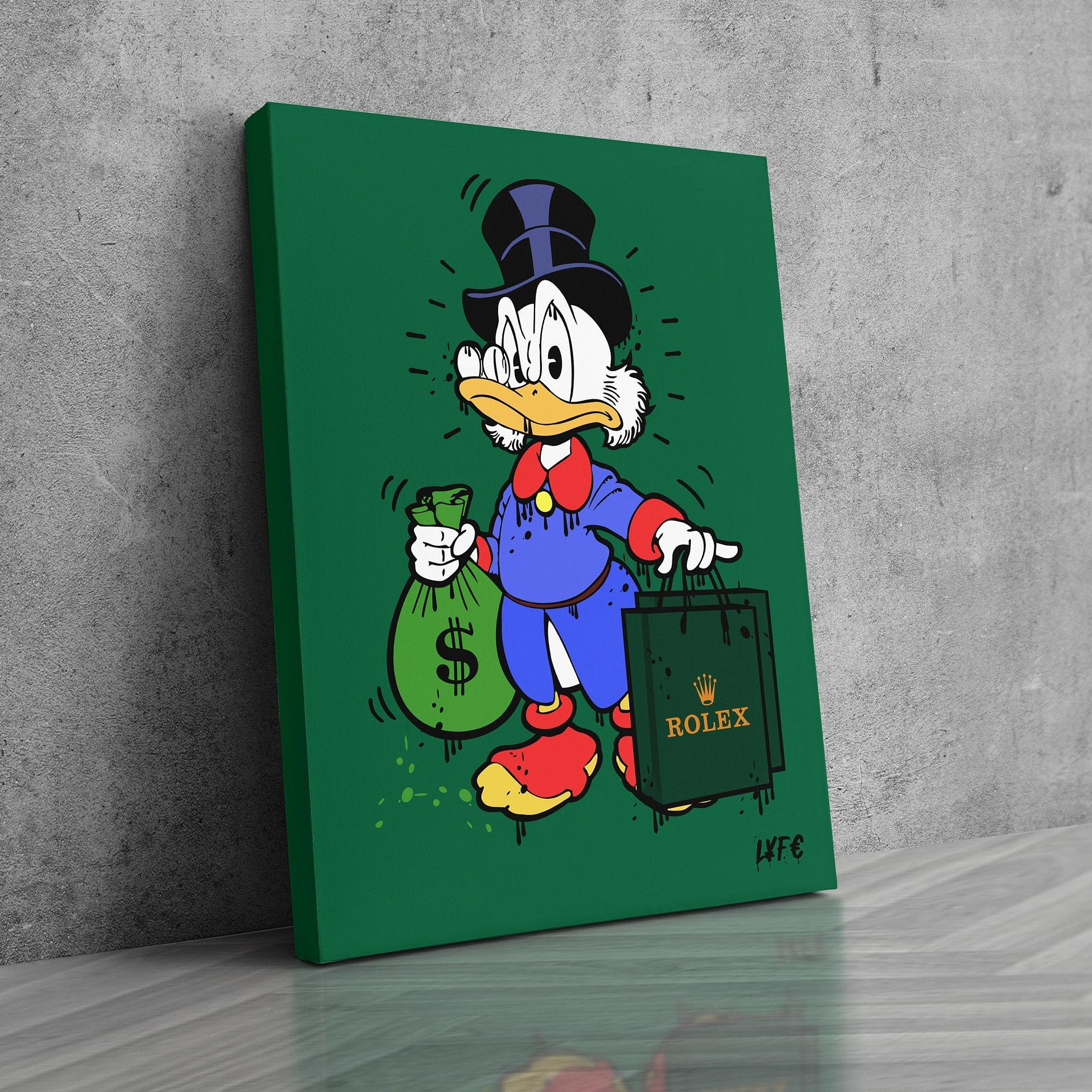 Rolex X Scrooge Mcduck (CANVAS) Alec Monopoly Inspired - Wall