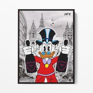 Scrooge Mcduck x London x Champagne (Alec monopoly) street art canvas banksy luxury pop art cool art