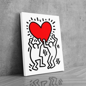 Keith Haring Love Portrait  (canvas) pop art  canvas - wall decor - colourful art - graffiti art