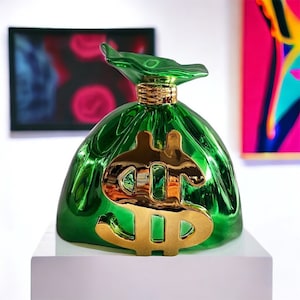 Borsa per soldi personalizzata (scultura) statua pop art Alec Monopoly ispirata all'orso kaws cromato