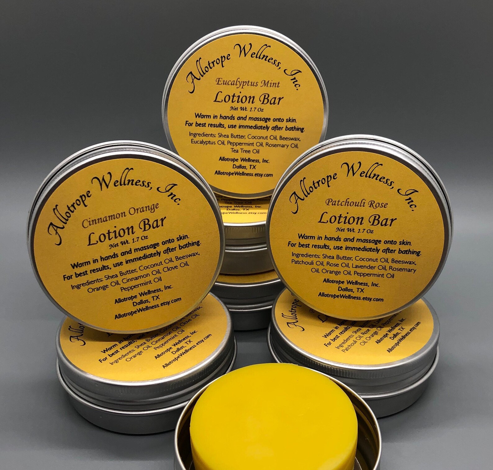 Scented Shea Butter Lotion Bar in Tin 1.7 oz Etsy
