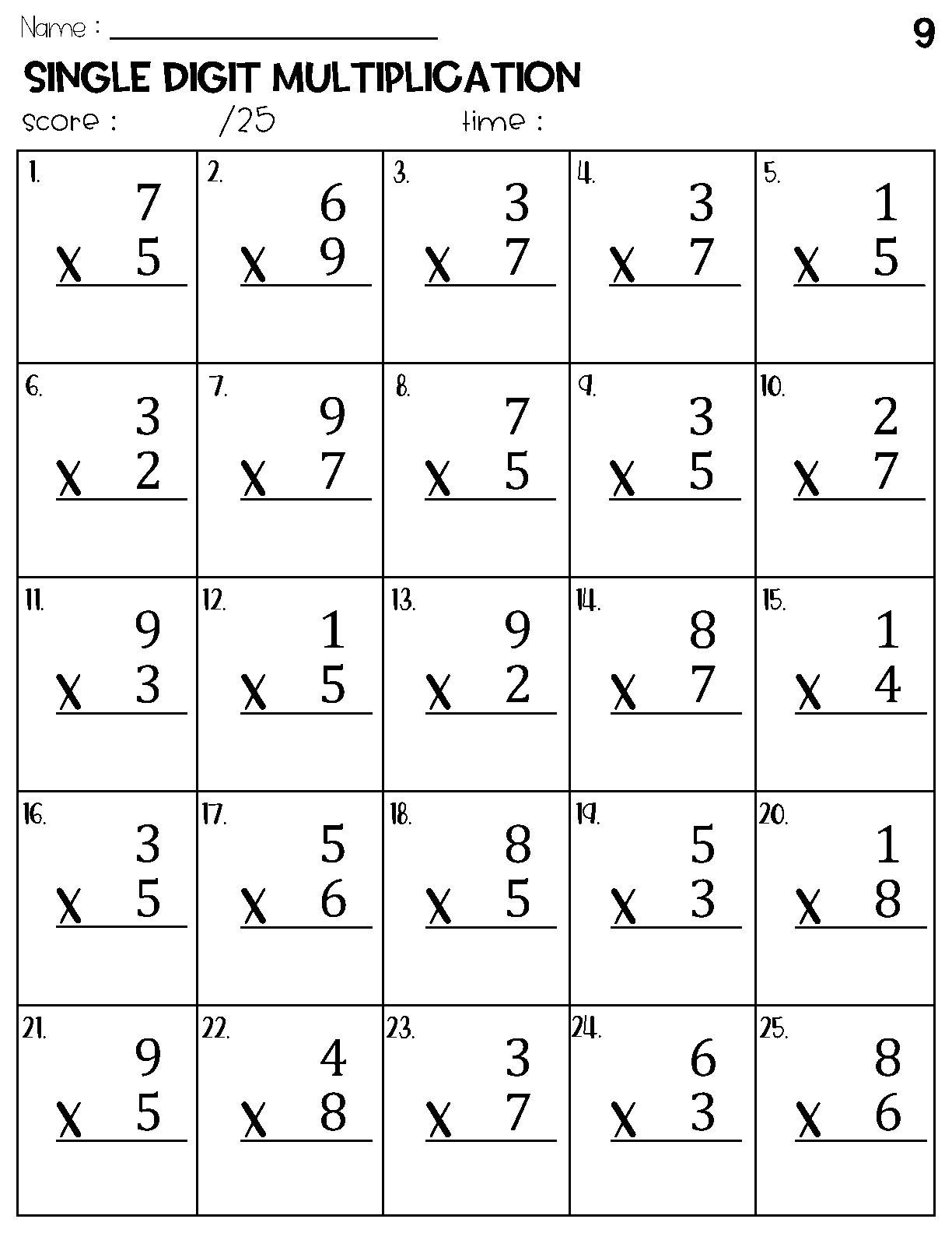 Single digit multiplication online