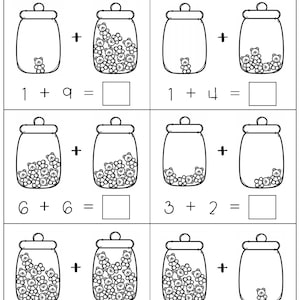 Addition with Pictures Sum up to 20 Worksheets - Adding Bears Pictures Math Worksheets Printable