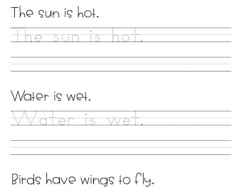 Sentence Writing and Tracing Handwriting Practice - Science Theme