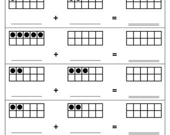 Addition within 5 with Ten Frame Pictures Worksheets