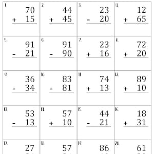Mixed Addition and Subtraction Within 100 Without Regrouping Worksheets ...