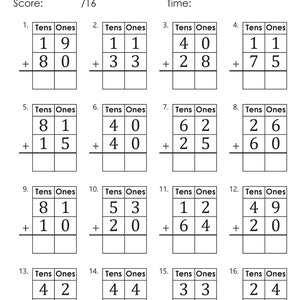 Two Digit Addition With Tens and Ones Without Regrouping Worksheets - Etsy