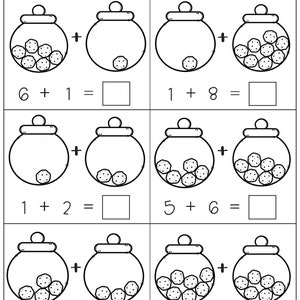 Addition with Pictures Sum up to 20 Worksheets - Adding Cookie Pictures Math Worksheets Printable
