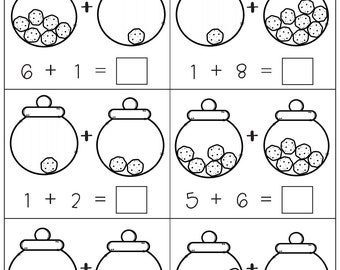 Addition with Pictures Sum up to 20 Worksheets - Adding Cookie Pictures Math Worksheets Printable