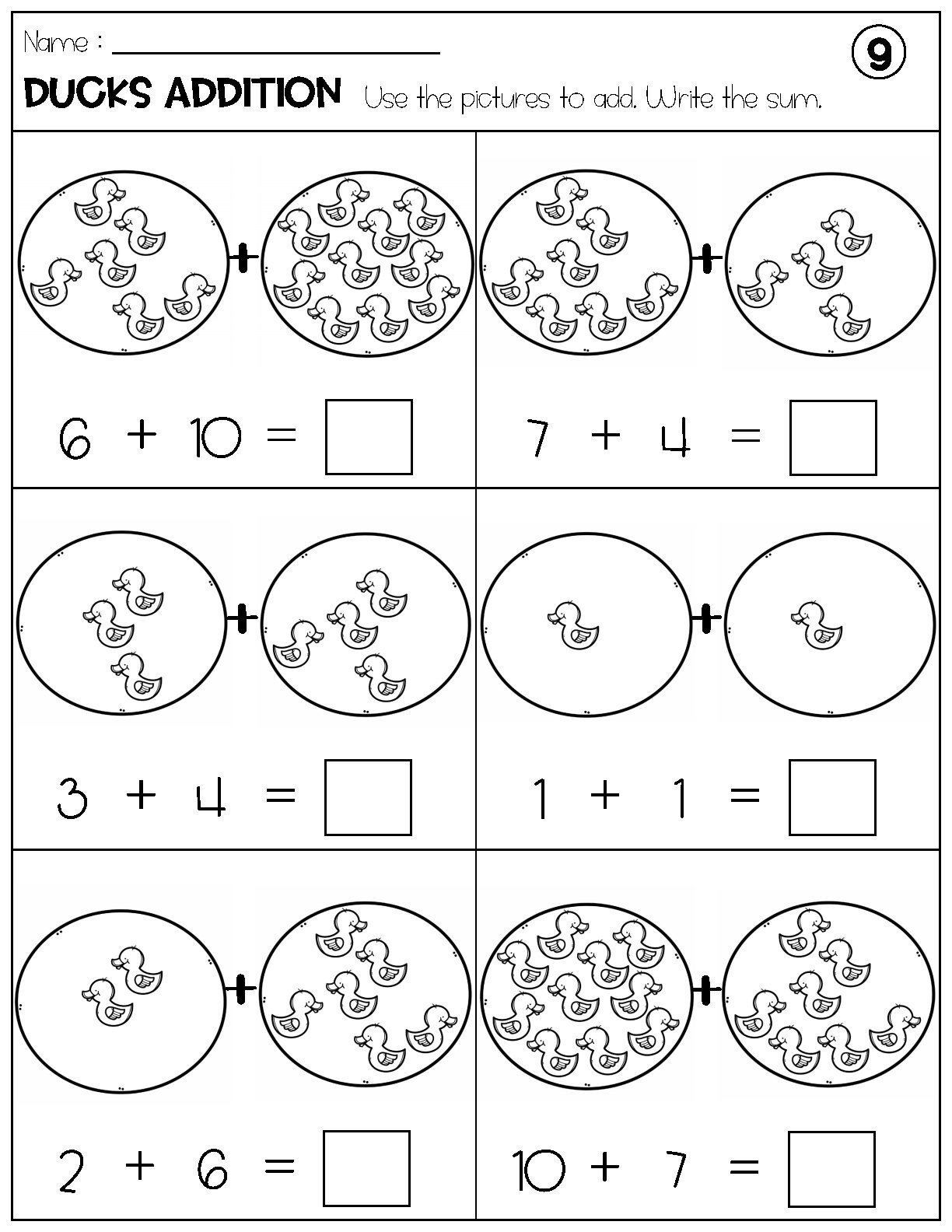 Addition With Pictures Sum Up To 20 Worksheets Instant Download Etsy