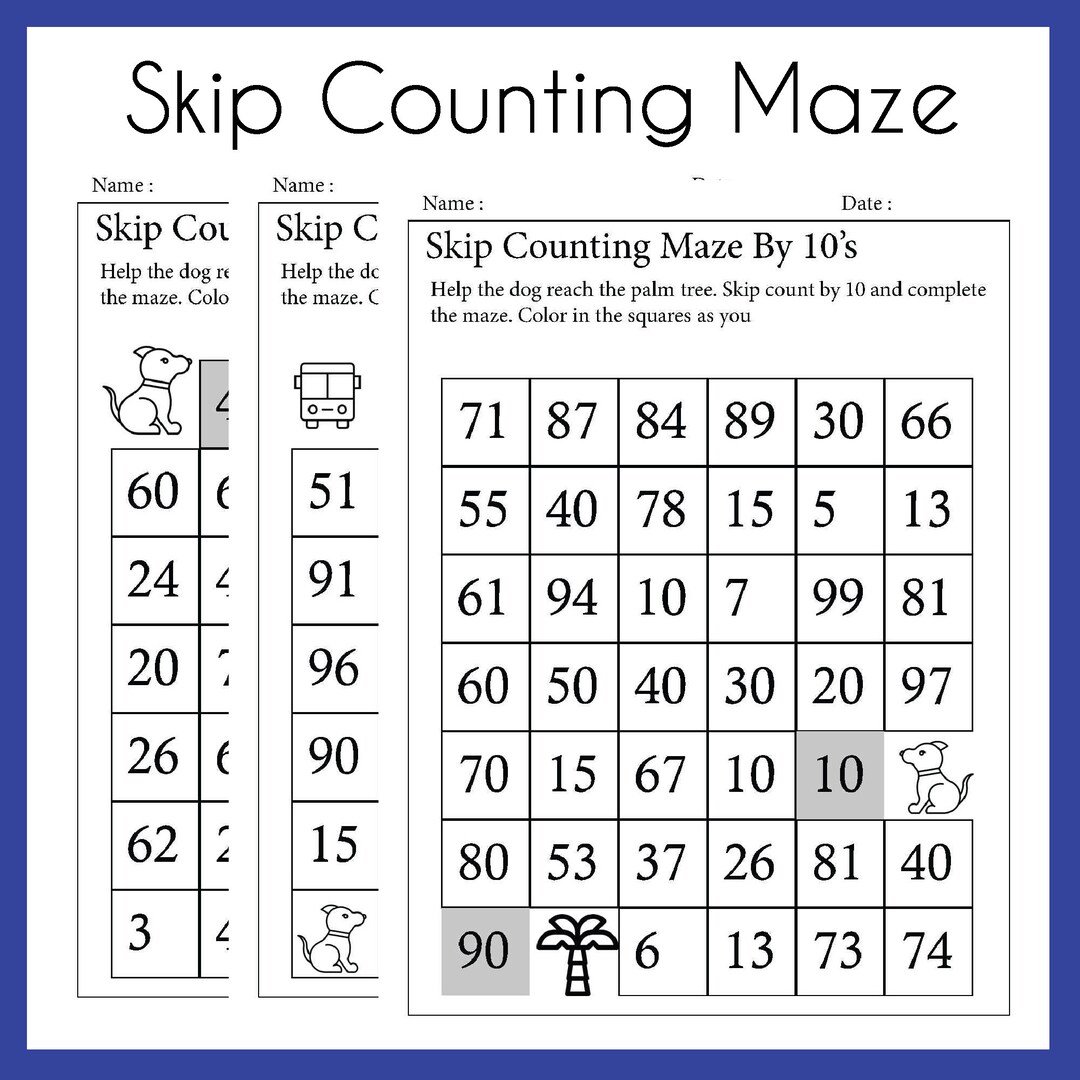 Skip Counting Maze by 2s,5s,10s,3s,7s Worksheets printable PDF Download ...