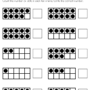 Counting Numbers 1-10 With Ten Frame Objects Worksheets - Etsy UK